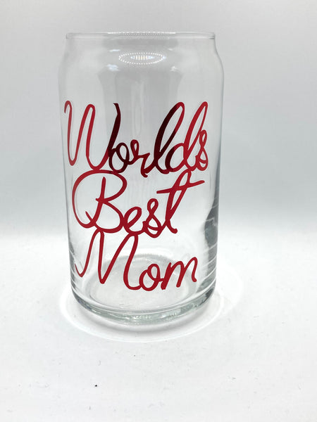 Worlds best mom 16ounce Libbey glass