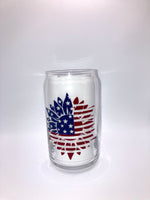 American flag sunflower Libbey glass 16 ounce