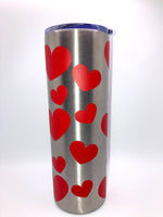 Hearts 20 ounce skinny stainless steel Tumbler