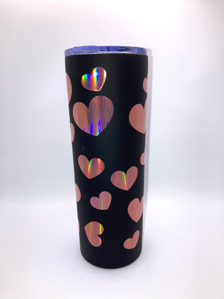 Holographic hearts 20 ounce skinny stainless steel Tumbler