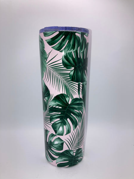 Tropical Floral 20 ounce stainless steel cup