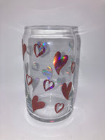 Holographic heart Libby glass cup 16 ounce